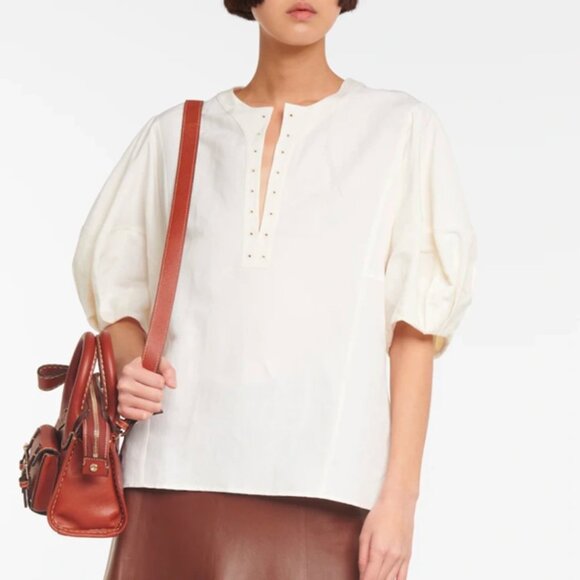 Chloé Linen And Silk Canvas Top In White 2021 Never Worn - Picture 3 of 9